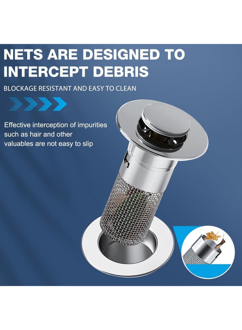 Cobest Pop Up Bathroom Sink Drain Strainer, Hair Catcher, Stainless Steel Floor Drain Filter, Removable Basin Drain Filter for Universal Sink Stopper Replacement - Image 4