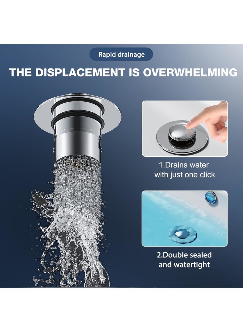 Cobest Pop Up Bathroom Sink Drain Strainer, Hair Catcher, Stainless Steel Floor Drain Filter, Removable Basin Drain Filter for Universal Sink Stopper Replacement - Image 5