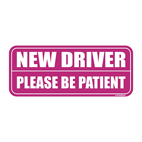 GEEKBEAR New Driver Car Magnet - Colorful, Reflective, Weather-Resistant - Rectangular 8.7 x 3.5 in (Pink/Pink) - Image 1