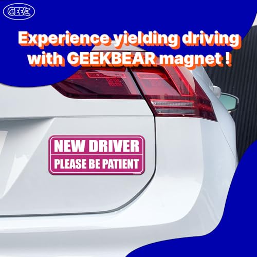 GEEKBEAR New Driver Car Magnet - Colorful, Reflective, Weather-Resistant - Rectangular 8.7 x 3.5 in (Pink/Pink) - Image 2