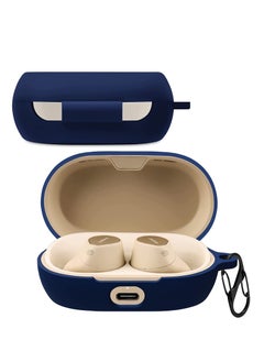 Silicone Carrying Case Compatible with Jabra Elite 7 Pro/Elite 7 Active Portable Scratch Shock Resistant Cover with Carabiner (Navy Blue)