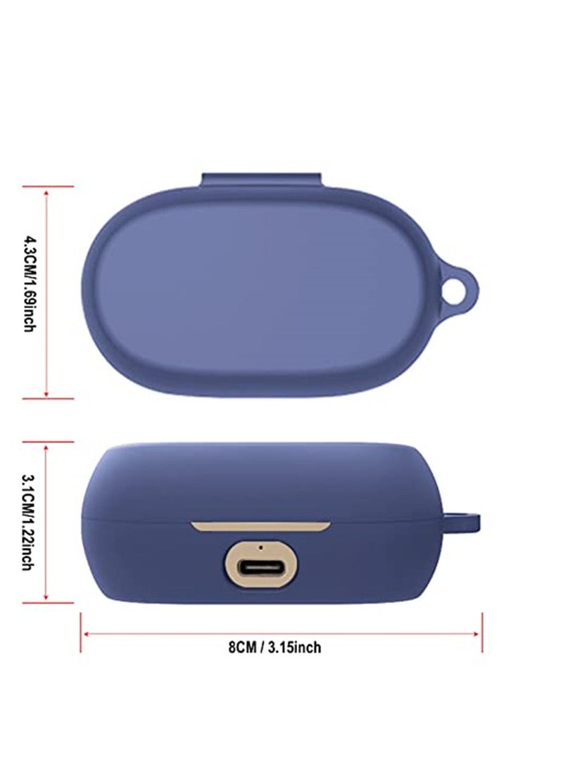 Generic - Silicone Carrying Case Compatible with Jabra Elite 7 Pro/Elite 7 Active Portable Scratch Shock Resistant Cover with Carabiner (Navy Blue) - Image 1