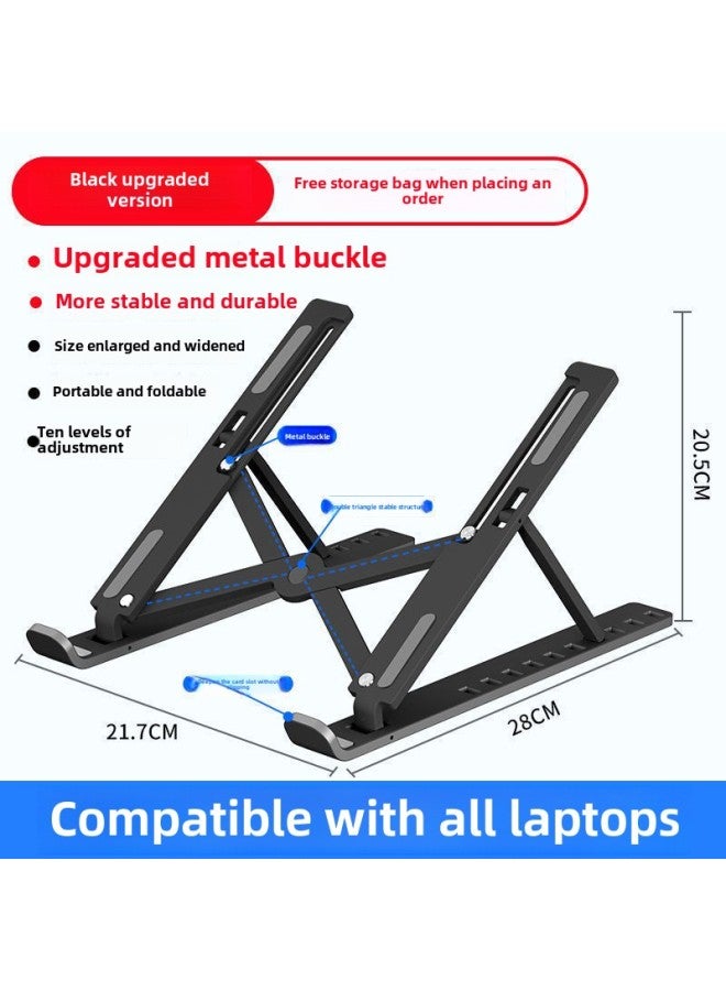 Notebook Computer Stand Ten-gear Fully Compatible Plastic Heightening Support Rack N3 Heat Dissipation Storage Rack Can Be Lifted And Folded-Color:Large Ten-gear Notebook Bracket ]  - Image 1