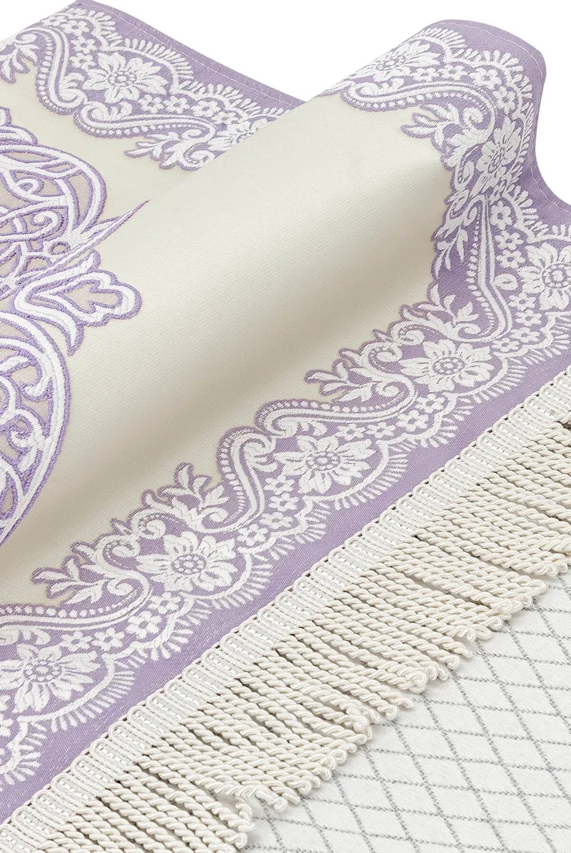 İhvan Online Lined Satin Jacquard Prayer Rug - Lilac