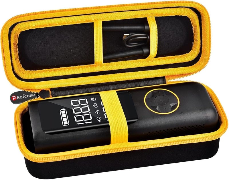PSofcake Case Compatible with Fanttik X8 for APEX/APEX EV Tire Inflator Portable Air Compressor. Storage Holder for Airmoto for Hafuloky for ILTIDE for Woowind for Prilotte Air Pump (Box Only) - Yellow Anti topple design - Image 1