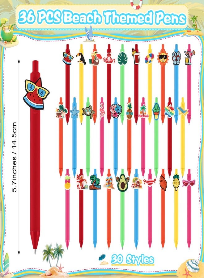 Feifeiya 36 Pcs Luau Summer Cute Black Ink Ballpoint Pens Hawaiian Beach Birthday Decorations for Happy Home Decorations Gifts Supplies Pool - Image 2