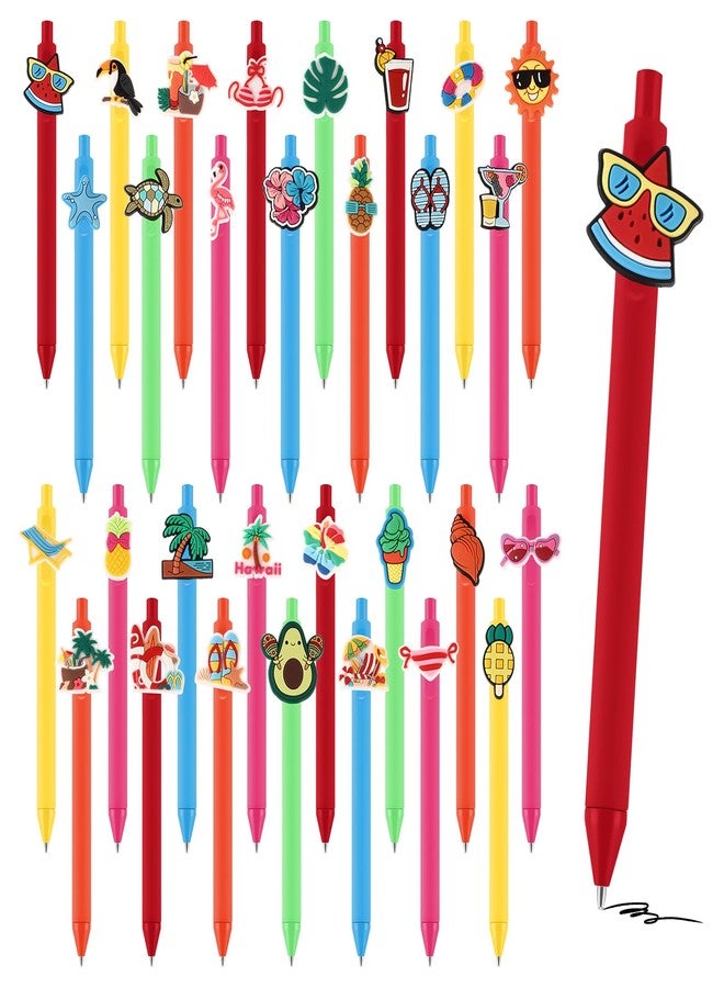 Feifeiya 36 Pcs Luau Summer Cute Black Ink Ballpoint Pens Hawaiian Beach Birthday Decorations for Happy Home Decorations Gifts Supplies Pool - Image 1