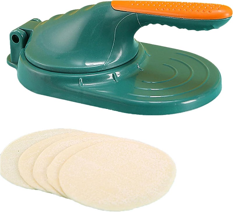 comfrt Dough Press, Dough Pressing Tool Dumpling Artifact Pressing Household Hand-Made Press Mold, Manual Tortilla Maker Press Dumpling Skin Dough Presser Dumpling Wrapper Presser Kitchen Gadgets (Green) - Image 1