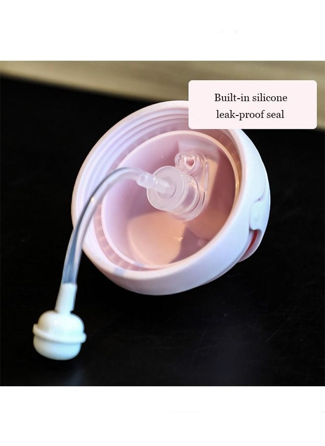 ميكسد Sippy Cup for Baby more than 6 months, Spill-Proof Sippy Cup, Straw for Kids Water Bottle with Soft Silicon Spout Cup 250ml with Handle Pink Bunny  - Image 3