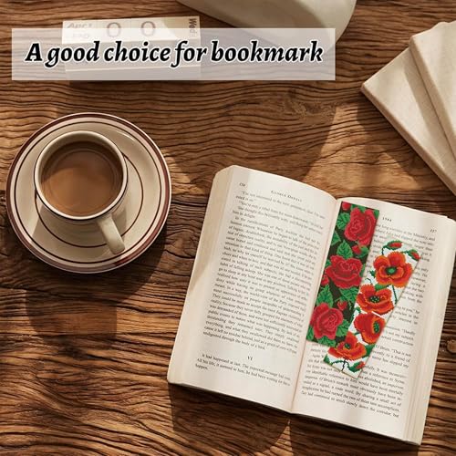 NEGEKFKX 6 Pcs Flower Cross Stitch Bookmark Kit for Adult Beginners,Flowers Cross Stitch Kits 14 CT DIY Crossstitch Kits Adult Stamped Bookmark Embroidery Bookmarks Kit - Image 3