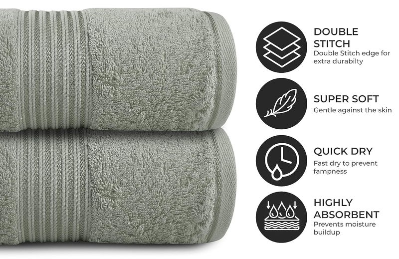 ZUPERIA Zuperia Bath Sheets 35 x 70 Set of 2 Ultra Soft 600 GSM 100 Combed Cotton Extra Large Bath Towels Highly Absorbent Daily Usage Bath Sheet Set Ideal for Pool Home Gym Spa Hotel Light Grey  - Image 2