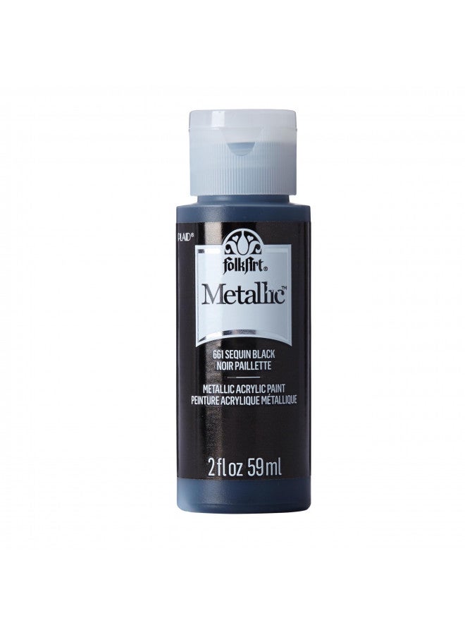 FolkArt Acrylic Metallic Paint, 2 Fl Oz (Pack of 1), Sequin Black - Image 1