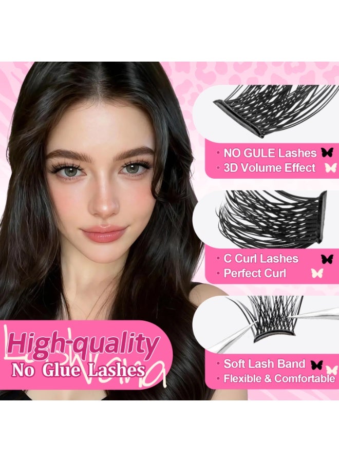 لاشفانا 120 قطعة من مجموعة الرموش الصناعية المتعددة ذاتية اللاصق من نوع D المجعد، مجموعة رموش رقيقة مسبقة التثبيت مع ملقط للمبتدئين، رموش فردية بدون غراء 8-16 مم للتركيب الذاتي - Image 3