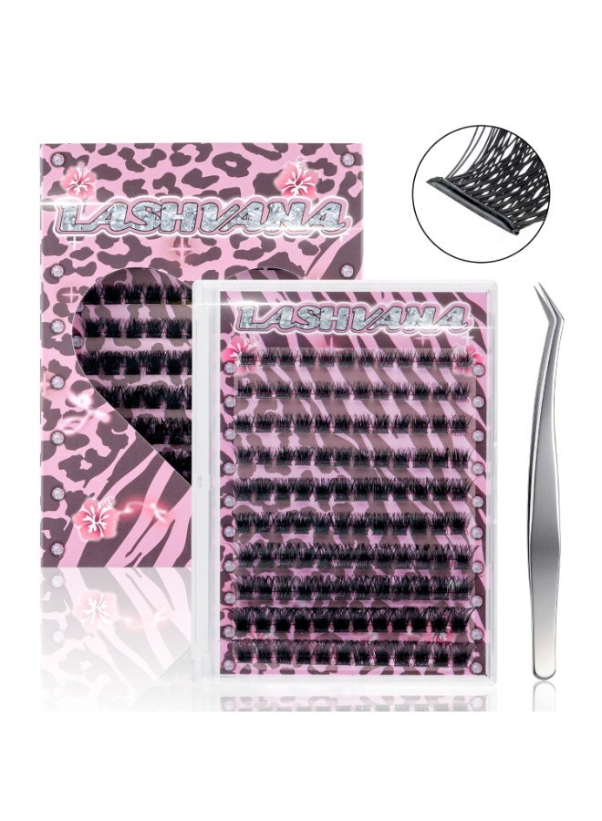 لاشفانا 120 قطعة من مجموعة الرموش الصناعية المتعددة ذاتية اللاصق من نوع D المجعد، مجموعة رموش رقيقة مسبقة التثبيت مع ملقط للمبتدئين، رموش فردية بدون غراء 8-16 مم للتركيب الذاتي - Image 1