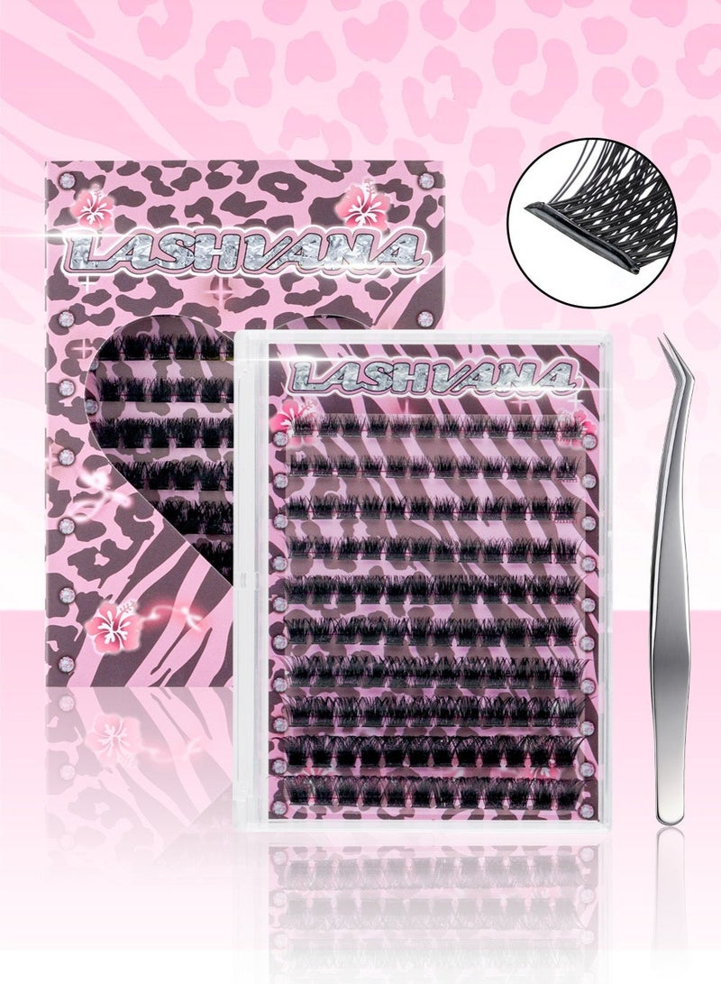 lashvana 120Pcs Self Adhesive False Eyelashes Clusters Kit D Curl Pre Glued Wispy Lashes Kit with Tweezers for Beginners, Press On Glueless Individual Lashes 8-16mm DIY Eyelashes - Image 3