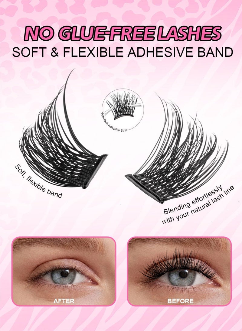 lashvana 120Pcs Self Adhesive False Eyelashes Clusters Kit D Curl Pre Glued Wispy Lashes Kit with Tweezers for Beginners, Press On Glueless Individual Lashes 8-16mm DIY Eyelashes - Image 5