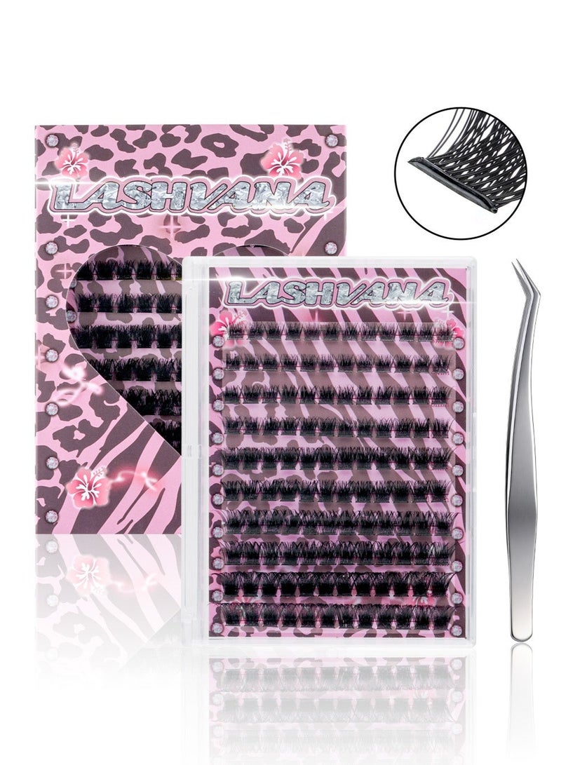 lashvana 120Pcs Self Adhesive False Eyelashes Clusters Kit D Curl Pre Glued Wispy Lashes Kit with Tweezers for Beginners, Press On Glueless Individual Lashes 8-16mm DIY Eyelashes - Image 2