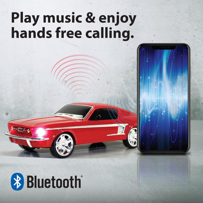 QFX Bluetooth 1965 Retro Car Replica Speaker, 3-inch Speakers, Hands Free Link, Built-in Microphone, FM Radio and LED Party Lights, Red - BT-1965-RED - Image 5