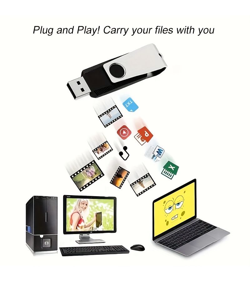 محوّلة بيانات USB مخصصة 10 قطع سعة 128 ميجابايت باللون الأسود ذاكرة للحواسيب المكتبية والمحمولة - Image 5