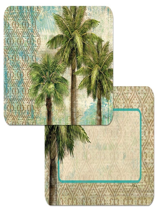 Counterart Aqua Escape Palm Reversible Easy Care Flexible Plastic Placemat 4 Pack Made in The USA - Image 1