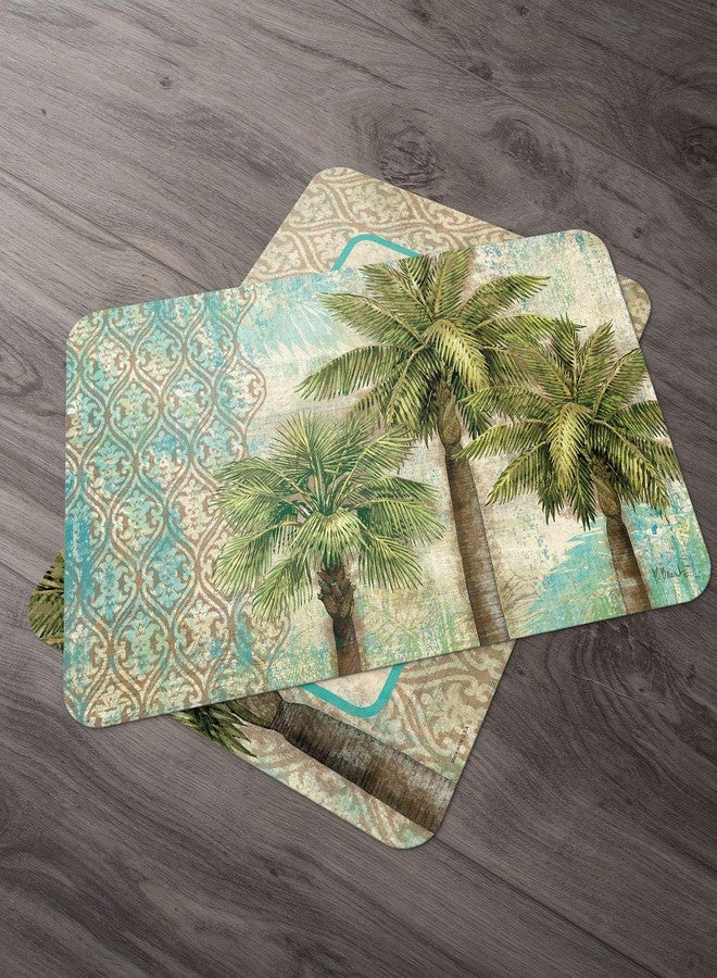 Counterart Aqua Escape Palm Reversible Easy Care Flexible Plastic Placemat 4 Pack Made in The USA - Image 2