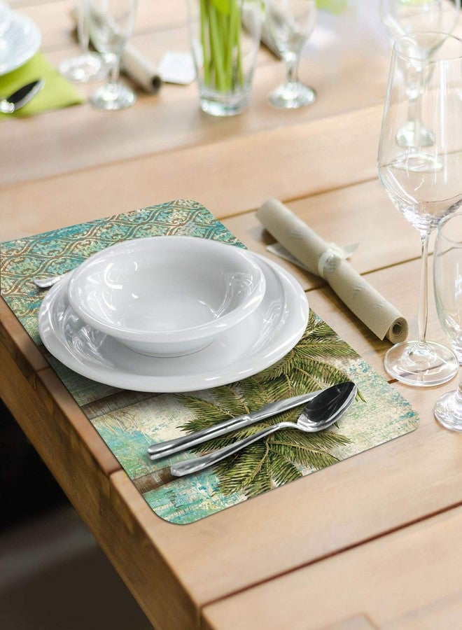 Counterart Aqua Escape Palm Reversible Easy Care Flexible Plastic Placemat 4 Pack Made in The USA - Image 4