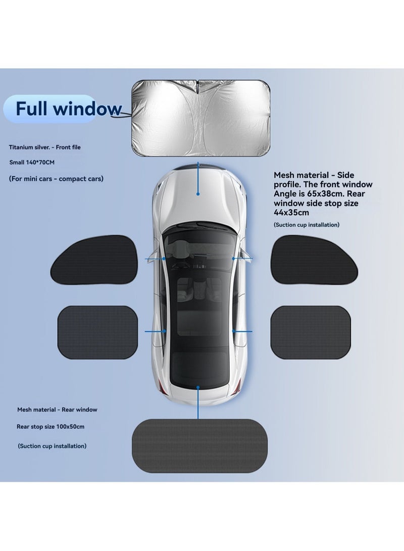 140cm*70cm Small Size + Mesh 2 Side 2 Oblique 1 Rear Windshield Sunshade Accessories Foldable Sunshade Reflective Block Heat Protection Suitable For Sedans, Suvs, Commercial Vehicles - Image 2