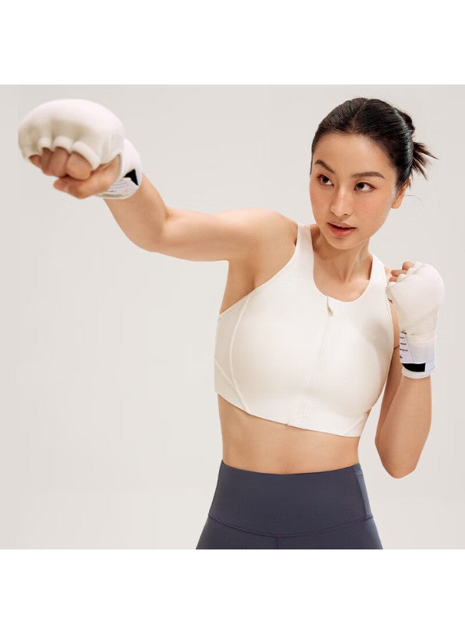 Vfu High-strength Zipper Sports Bra Shockproof Quick-dry Women's Running Training Fitness Bra White S - Image 2