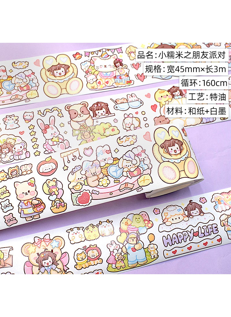 Generic - Cute Cartoon Girl Washi Tape SetSmall glutinous rice friends party. And paper. Special oil 3m Small glutinous rice friends party. And paper. Special oil 3m - Image 1