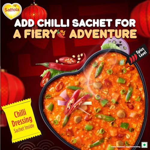 Saffola Korean Cuppa Oats, Fiery Hot, with chilli dressing sachet, No added preservatives, Ready in 4 mins, 56g - Image 3