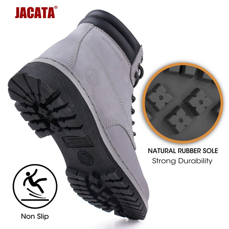 Jacata Men's Water Resistant Leather Work Boot Rubber Sole Construction Oil Resistant Utility Industrial Boots(Size 9) - Image 2