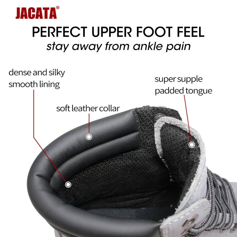 Jacata Men's Water Resistant Leather Work Boot Rubber Sole Construction Oil Resistant Utility Industrial Boots(Size 9) - Image 4