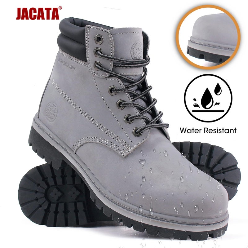Jacata Men's Water Resistant Leather Work Boot Rubber Sole Construction Oil Resistant Utility Industrial Boots(Size 9) - Image 3