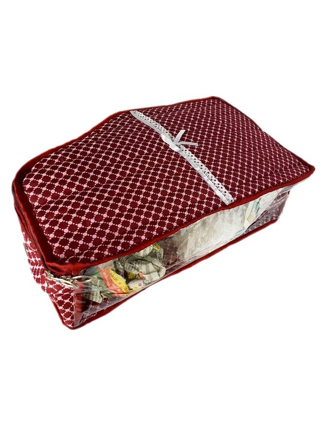 Padam Enterprises Designer Blouse Cover in Quilted Cotton Fabric With Front Transparent (Maroon) - Image 3