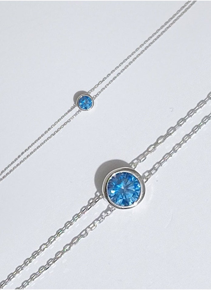 EMNON - 925 Sterling Silver Jewelry Rhodium Plated Aqua Marine Solitaire CZ-Light Blue Bracelet 100% Precious Metal Gift for Women- Emnon8BR - Image 1
