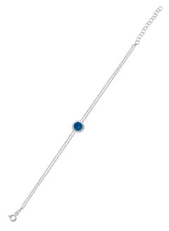 EMNON 925 Sterling Silver Jewelry Rhodium Plated Aqua Marine Solitaire CZ-Light Blue Bracelet 100% Precious Metal Gift for Women- Emnon8BR  - Image 1