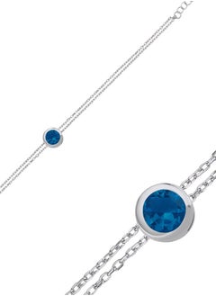 EMNON 925 Sterling Silver Jewelry Rhodium Plated Aqua Marine Solitaire CZ-Light Blue Bracelet 100% Precious Metal Gift for Women- Emnon8BR  - Image 2