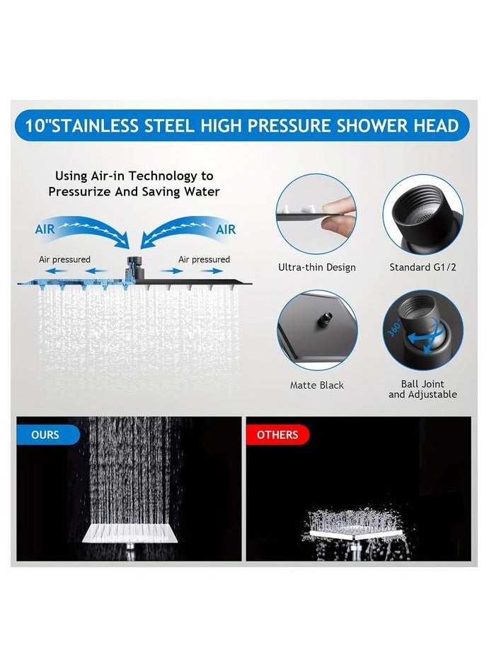 HOMESTAR 10 Inch All Metal 3-Way Rain Shower Head, High Pressure Shower Head, Dual Shower Heads with Handheld Spray Combo - Upgrade Extension Arm Height Adjustable, Hotel Toilet shower - Image 5