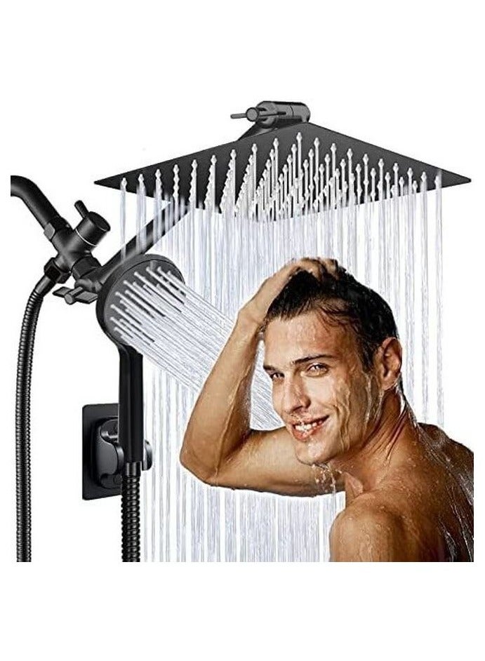 HOMESTAR 10 Inch All Metal 3-Way Rain Shower Head, High Pressure Shower Head, Dual Shower Heads with Handheld Spray Combo - Upgrade Extension Arm Height Adjustable, Hotel Toilet shower - Image 1
