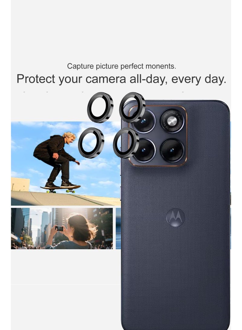 For Motorola Edge 70 Fusion - Black Camera Lens Protector, 9H Tempered Glass, Anti-Scratch, Case Friendly, Does Not Affect Night Shots, HD Clear - Image 3