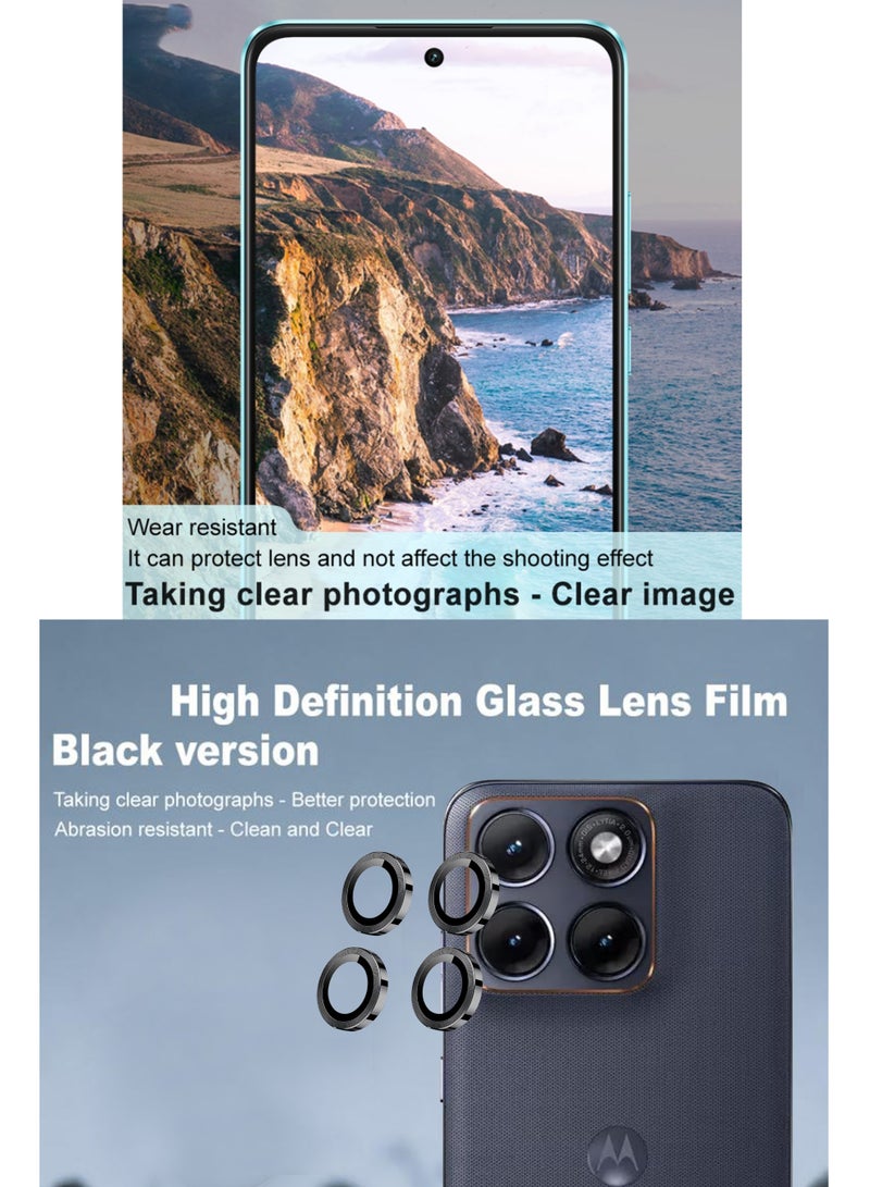 For Motorola Edge 70 Fusion - Black Camera Lens Protector, 9H Tempered Glass, Anti-Scratch, Case Friendly, Does Not Affect Night Shots, HD Clear - Image 2