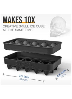 Arabest 3D Skull Ice Cube Mold, Flexible Silicone Skull Ice Maker Mold - 10 Cavity Skull Ice Cube Tray with Funnel - Skull Silicone Mold for Baking, Chocolate, Candy and Resin  - Image 4