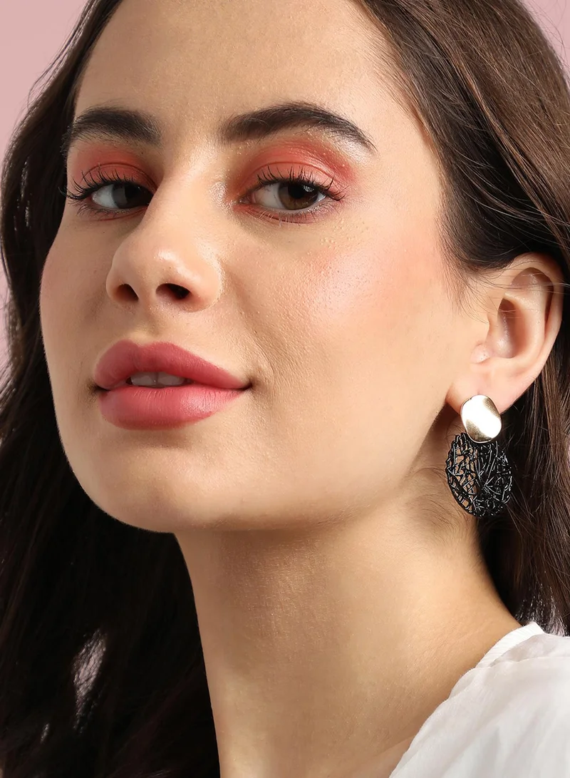 سوهي الذهب والأسود محكم انخفاض الأقراط الدائرية
