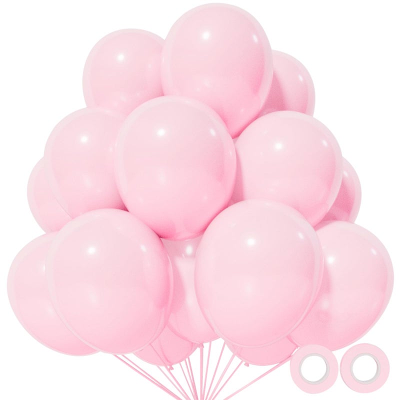 KUULBELA 110pcs Light Pink Balloon 12 inch, Light Pink Latex Balloons for Birthday Party Baby Shower Wedding(with 2 Ribbons). - Image 1