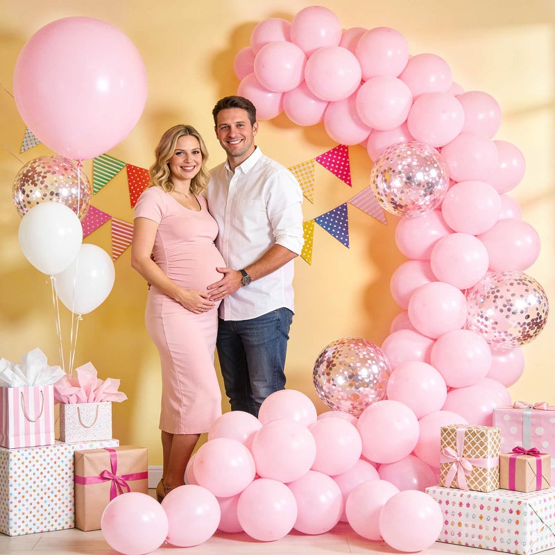 KUULBELA 110pcs Light Pink Balloon 12 inch, Light Pink Latex Balloons for Birthday Party Baby Shower Wedding(with 2 Ribbons). - Image 5