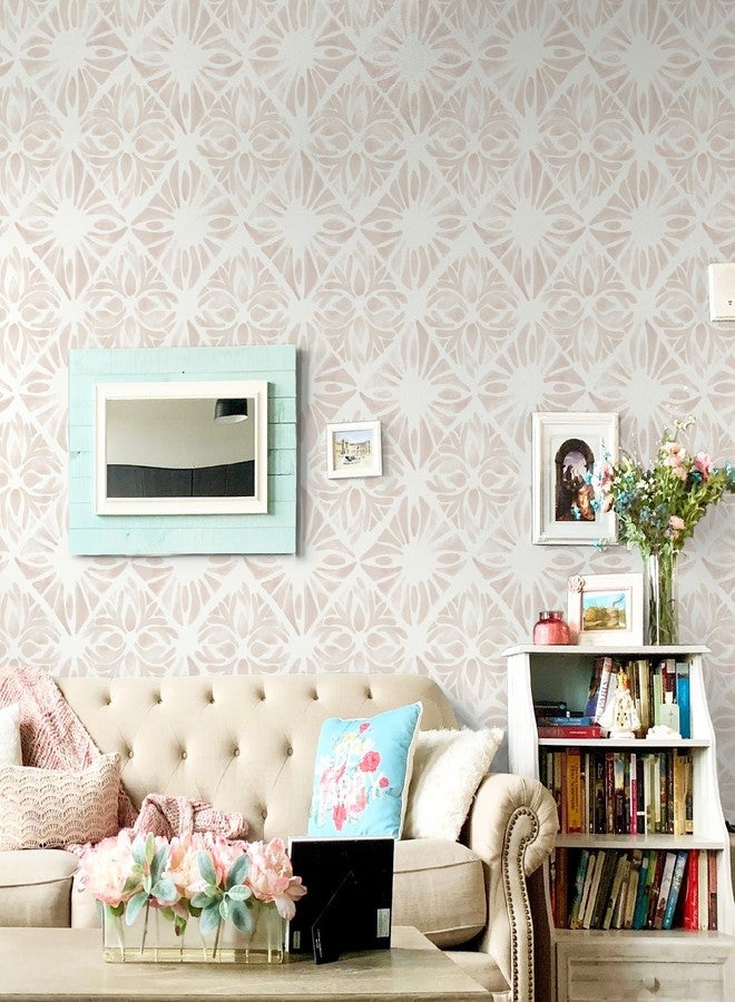 Fiula Geometric Peel and Stick Wallpaper Boho wallpaper78.7 x17.3 White and Pink Wallpaper White Contact Paper Removable Wallpaper for Bedroom Waterproof Removable Shelf Liner Decal Vinyl Roll - Image 3