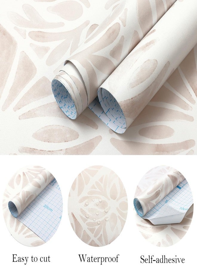 Fiula Geometric Peel and Stick Wallpaper Boho wallpaper78.7 x17.3 White and Pink Wallpaper White Contact Paper Removable Wallpaper for Bedroom Waterproof Removable Shelf Liner Decal Vinyl Roll - Image 2