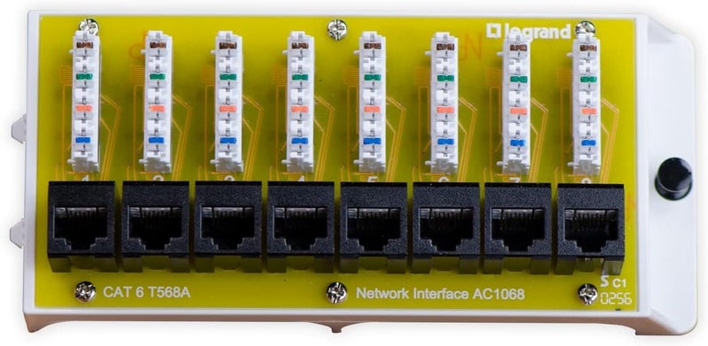 OnQ Legrand - Cat 6 Network Interface Module, Wifi Module with 8 Ports, Network Interface Module Cat6 Provides Connectivity to Ethernet Devices, Black, AC1068 - Image 1