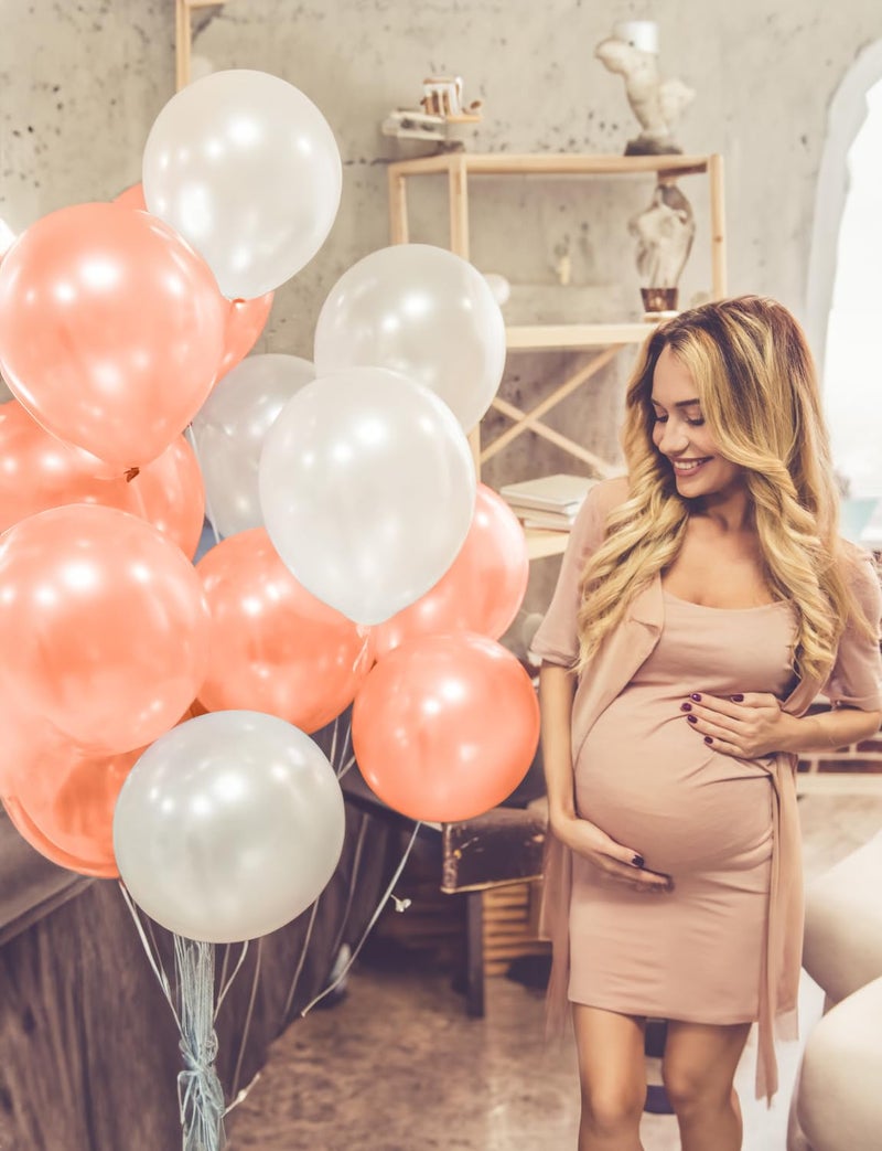 Haolongfa Rose Gold Balloon Garland Arch Kit, 134 Pcs Mothers Day Balloon Arch Kit, Multi-Size Metallic Rose Gold White Confetti Balloons for Mothers Day Decor, Bridal Shower, Wedding, Retirement, Baby Shower - Image 2