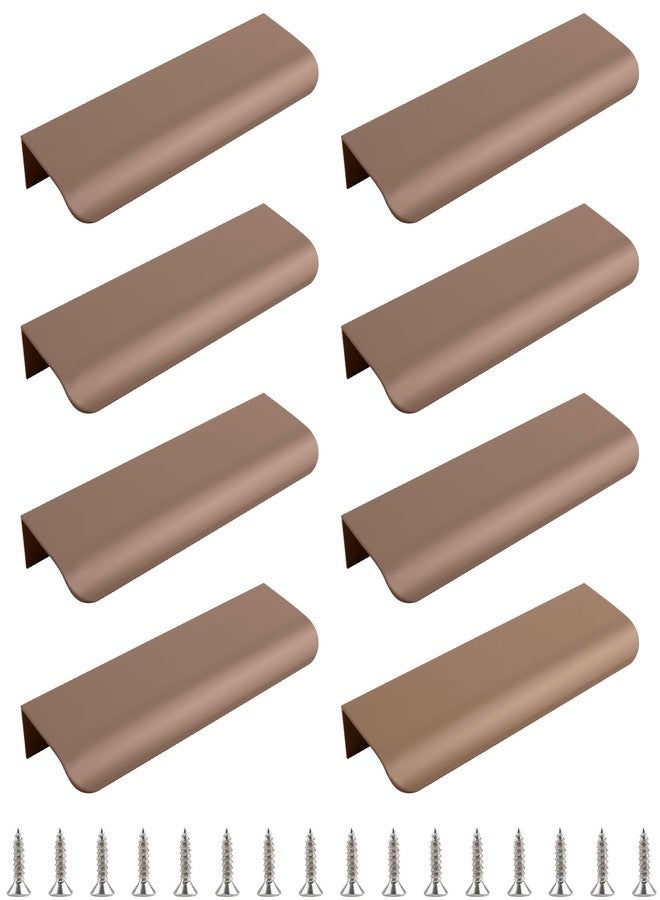 MOROBOR Finger Edge Pull, 8pcs Concealed Handles Modern Style Drawer Handle, Curved Aluminum Alloy Invisible Pulls Wardrobe Handle for Cabinet Hardware Drawer,120mm/Brown - Image 1